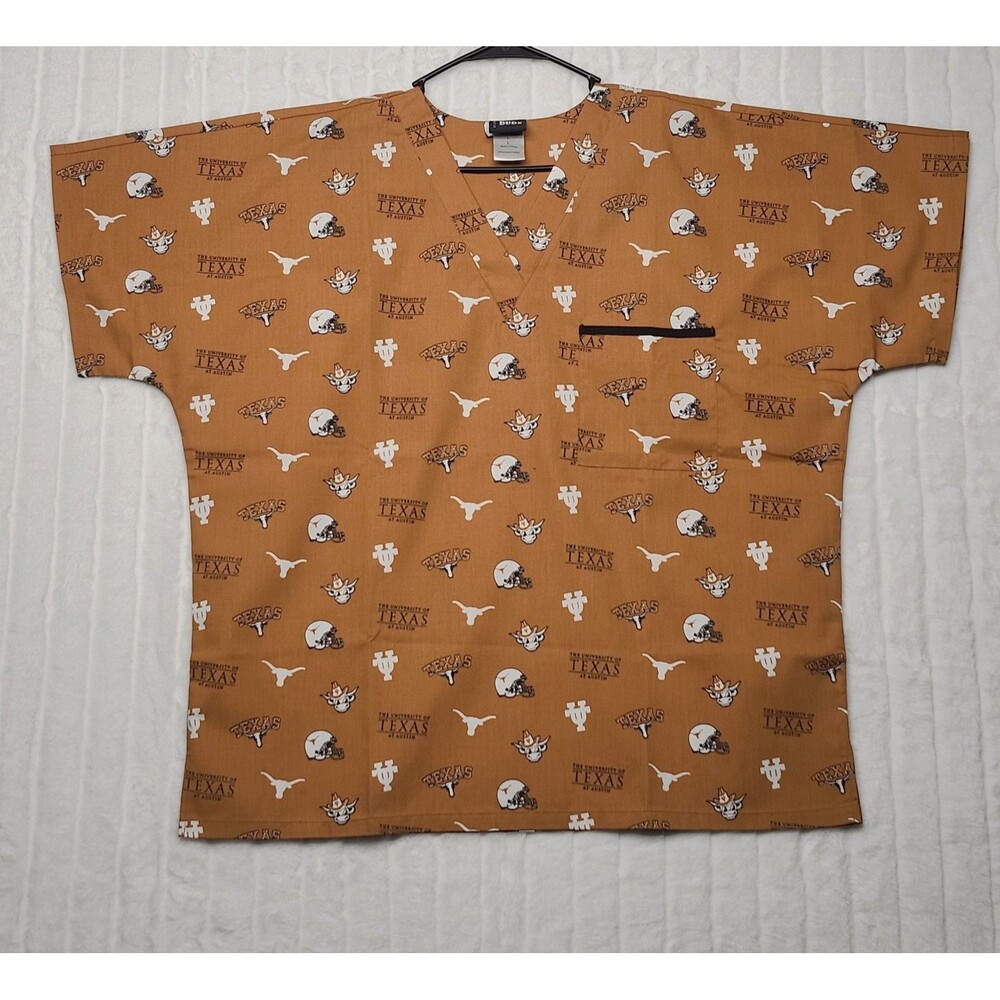 DUDZ University of Texas Longhorns Scrubs Top Size L Burnt Orange Medical